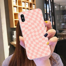 Load image into Gallery viewer, Modern Unique Design Checkers Phone Case for iPhone 11 12 13 Mini Pro Max Case Black And White Checkerboard Pattern Case Stylish Case For Girls
