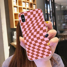 Load image into Gallery viewer, Modern Unique Design Checkers Phone Case for iPhone 11 12 13 Mini Pro Max Case Black And White Checkerboard Pattern Case Stylish Case For Girls
