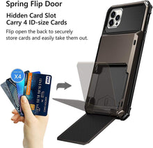 Load image into Gallery viewer, Modern Wallet Phone Case For iPhone 14 Plus 13 Pro 11 12 Pro Max XR X XS Max Card Holder Cover Wallet Case Armor Shockproof Case Heavy Duty Hard Back Soft Protective Phone Case For 4 Cards
