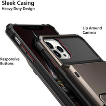 Load image into Gallery viewer, Modern Wallet Phone Case For iPhone 14 Plus 13 Pro 11 12 Pro Max XR X XS Max Card Holder Cover Wallet Case Armor Shockproof Case Heavy Duty Hard Back Soft Protective Phone Case For 4 Cards
