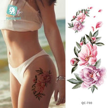 Load image into Gallery viewer, Modern Waterproof Red Flowers Tattoo Multi-Colored Stickers Back Waist Temporary Tattoo Luxury Style
