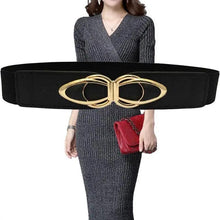将图片加载到图库查看器，Modern Wide Fabric Strap Silver Metal Buckle Belts For Women Trendy Fashion Stretchable Classic Belts
