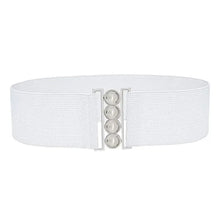 将图片加载到图库查看器，Modern Wide Fabric Strap Silver Metal Buckle Belts For Women Trendy Fashion Stretchable Classic Belts
