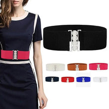 将图片加载到图库查看器，Modern Wide Fabric Strap Silver Metal Buckle Belts For Women Trendy Fashion Stretchable Classic Belts

