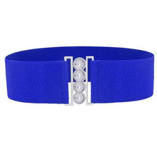 将图片加载到图库查看器，Modern Wide Fabric Strap Silver Metal Buckle Belts For Women Trendy Fashion Stretchable Classic Belts
