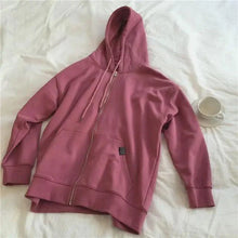 Load image into Gallery viewer, Modern With Hat Hoodies Women  Kangaroo Pocket Casual Loose Solid Color Sweatshirt Female  Fashion New Female Tops Sports Clothing Oversized Zip Hooded Sweatshirt Cotton Women Autumn Hoodie
