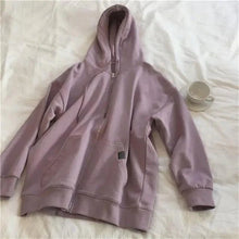 Load image into Gallery viewer, Modern With Hat Hoodies Women  Kangaroo Pocket Casual Loose Solid Color Sweatshirt Female  Fashion New Female Tops Sports Clothing Oversized Zip Hooded Sweatshirt Cotton Women Autumn Hoodie
