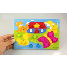 Load image into Gallery viewer, Montessori Cartoon Animal Educational Wooden Beaded Geometry  Digital Clock Puzzles Matching Clock Toy For Children
