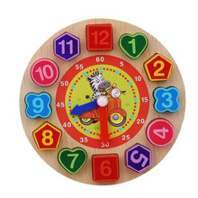 Load image into Gallery viewer, Montessori Cartoon Animal Educational Wooden Beaded Geometry  Digital Clock Puzzles Matching Clock Toy For Children
