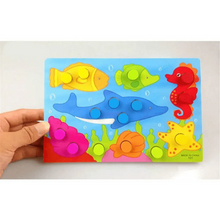 Load image into Gallery viewer, Montessori Cartoon Animal Educational Wooden Beaded Geometry  Digital Clock Puzzles Matching Clock Toy For Children

