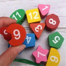 Load image into Gallery viewer, Montessori Cartoon Animal Educational Wooden Beaded Geometry  Digital Clock Puzzles Matching Clock Toy For Children
