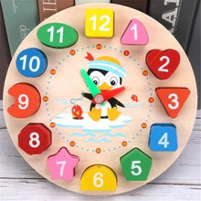 Load image into Gallery viewer, Montessori Cartoon Animal Educational Wooden Beaded Geometry  Digital Clock Puzzles Matching Clock Toy For Children
