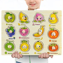Load image into Gallery viewer, Montessori Wooden Puzzles Hand Grab Boards Toys Tangram Baby Educational Toys Cartoon Vehicle Animals Fruits 3D Puzzles

