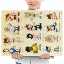 Load image into Gallery viewer, Montessori Wooden Puzzles Hand Grab Boards Toys Tangram Baby Educational Toys Cartoon Vehicle Animals Fruits 3D Puzzles
