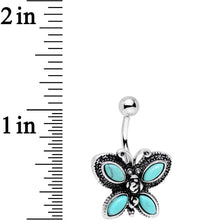 Load image into Gallery viewer, White Faux Opal Faux Turquoise Bestie Butterfly Belly Ring Set

