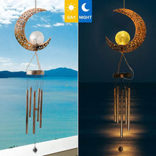 Load image into Gallery viewer, Moon Crackle Glass Ball Wind Chimes Solar Wind Chimes
