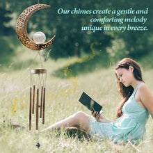 Load image into Gallery viewer, Moon Crackle Glass Ball Wind Chimes Solar Wind Chimes
