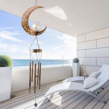 Load image into Gallery viewer, Moon Crackle Glass Ball Wind Chimes Solar Wind Chimes
