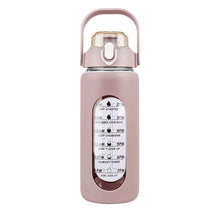 Load image into Gallery viewer, Motivational Water Bottle Intake Tracker with Straw Time Marker Silicone Sleeve Handle
