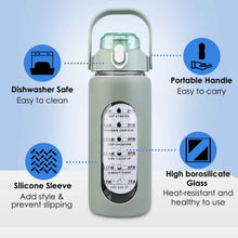 Load image into Gallery viewer, Motivational Water Bottle Intake Tracker with Straw Time Marker Silicone Sleeve Handle
