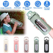 Load image into Gallery viewer, Motivational Water Bottle Intake Tracker with Straw Time Marker Silicone Sleeve Handle
