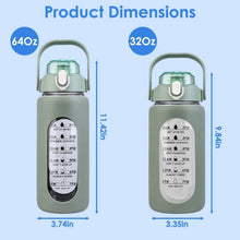 Load image into Gallery viewer, Motivational Water Bottle Intake Tracker with Straw Time Marker Silicone Sleeve Handle
