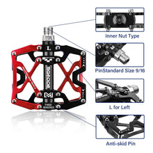 将图片加载到图库查看器，Mountain Bike 1 Pair Pedals Aluminum Alloy Cycling Bicycle Ultralight Wide Platform Anti-slip Pedal Bike Pedals Metal Bicycle Pedals Sealed Bearing Aluminum Alloy Mountain Bike Pedals Flat
