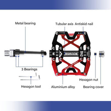 将图片加载到图库查看器，Mountain Bike 1 Pair Pedals Aluminum Alloy Cycling Bicycle Ultralight Wide Platform Anti-slip Pedal Bike Pedals Metal Bicycle Pedals Sealed Bearing Aluminum Alloy Mountain Bike Pedals Flat
