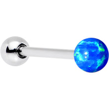Load image into Gallery viewer, Blue Synthetic Opal 5mm Ball Internal Thread Barbell Tongue Ring
