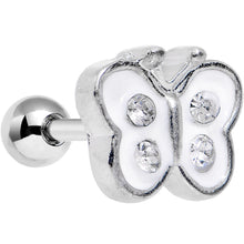 Load image into Gallery viewer, 14G 1/4 Clear White Cutiepie Butterfly Tragus Cartilage Earring
