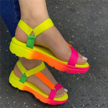 将图片加载到图库查看器，Multi Colors Casual Shoes Woman Flat Comfortable Sandals Female Light Sandals Flat Comfort Slip-On Elastic Ankle Strap Slingback Light Weight Casual Walking Sandals
