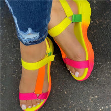 将图片加载到图库查看器，Multi Colors Casual Shoes Woman Flat Comfortable Sandals Female Light Sandals Flat Comfort Slip-On Elastic Ankle Strap Slingback Light Weight Casual Walking Sandals

