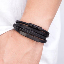 将图片加载到图库查看器，Multi-layer Leather Bracelet Stainless Steel Metal Luxury Bangles For Men Charm Accessories Mens New Magnetic Clasp Multi-Layer Braided Leather Brown And Black Bracelets
