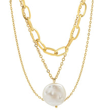 将图片加载到图库查看器，Multi Row Chain Necklace with Pearl Charm
