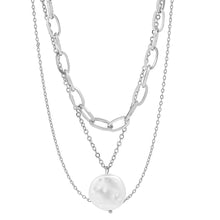 将图片加载到图库查看器，Multi Row Chain Necklace with Pearl Charm
