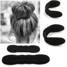 Load image into Gallery viewer, Multi size Sponge Black Hair Styling Donut Bun Curler Maker Ring Magic Foam Donut Twist Tool Hair Clip Easy To Carry And Use Hair Styling Tools For Women
