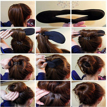 Load image into Gallery viewer, Multi size Sponge Black Hair Styling Donut Bun Curler Maker Ring Magic Foam Donut Twist Tool Hair Clip Easy To Carry And Use Hair Styling Tools For Women
