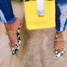 将图片加载到图库查看器，Multicolor Flat Slippers Women Shoes Elegant Summer New Woman Sandals Chain Sandal Flip Flops Casual Beach Dress Slides Sandals Beach Open Toe Flat Slippers Fashion Chain Clear Slide Flip Flops
