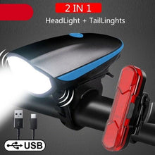 将图片加载到图库查看器，Multifunction Bicycle Light Ultra Bright With Electric 130dB Horn Bicycle Bell Bike Light Rainproof LED Bike Tail Light 2 Pack Bright Bicycle Rear Cycling Safety Flashlight Light Mode Options High Intensity Led Rear Light Fits On Any Bike
