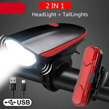 将图片加载到图库查看器，Multifunction Bicycle Light Ultra Bright With Electric 130dB Horn Bicycle Bell Bike Light Rainproof LED Bike Tail Light 2 Pack Bright Bicycle Rear Cycling Safety Flashlight Light Mode Options High Intensity Led Rear Light Fits On Any Bike
