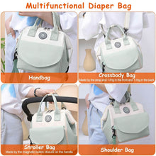 将图片加载到图库查看器，Multifunctional Diaper Changing Bag with 2 Insulated Pockets Commute Bag
