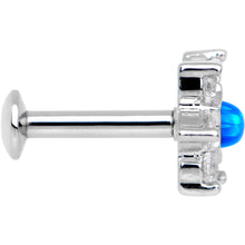 Load image into Gallery viewer, 1/4 Blue Faux Opal Internally Threaded Star Flower Labret Monroe
