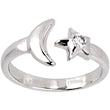 Load image into Gallery viewer, Solid 14k White Gold Star and Moon Cubic Zirconia Toe Ring
