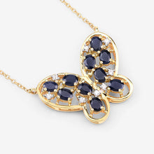 Load image into Gallery viewer, 2.16 Carat Genuine Blue Sapphire and White Zircon .925 Sterling Silver Necklace
