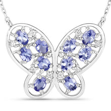 Load image into Gallery viewer, 1.86 Carat Genuine Tanzanite and White Zircon .925 Sterling Silver Necklace
