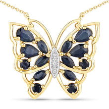 将图片加载到图库查看器，2.94 Carat Genuine Blue Sapphire and White Zircon .925 Sterling Silver Necklace
