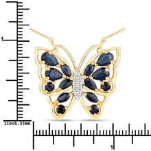 将图片加载到图库查看器，2.94 Carat Genuine Blue Sapphire and White Zircon .925 Sterling Silver Necklace

