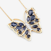 将图片加载到图库查看器，2.94 Carat Genuine Blue Sapphire and White Zircon .925 Sterling Silver Necklace
