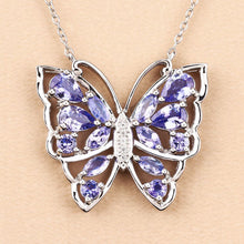 将图片加载到图库查看器，2.76 Carat Genuine Tanzanite and White Zircon .925 Sterling Silver Necklace
