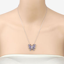 将图片加载到图库查看器，2.76 Carat Genuine Tanzanite and White Zircon .925 Sterling Silver Necklace

